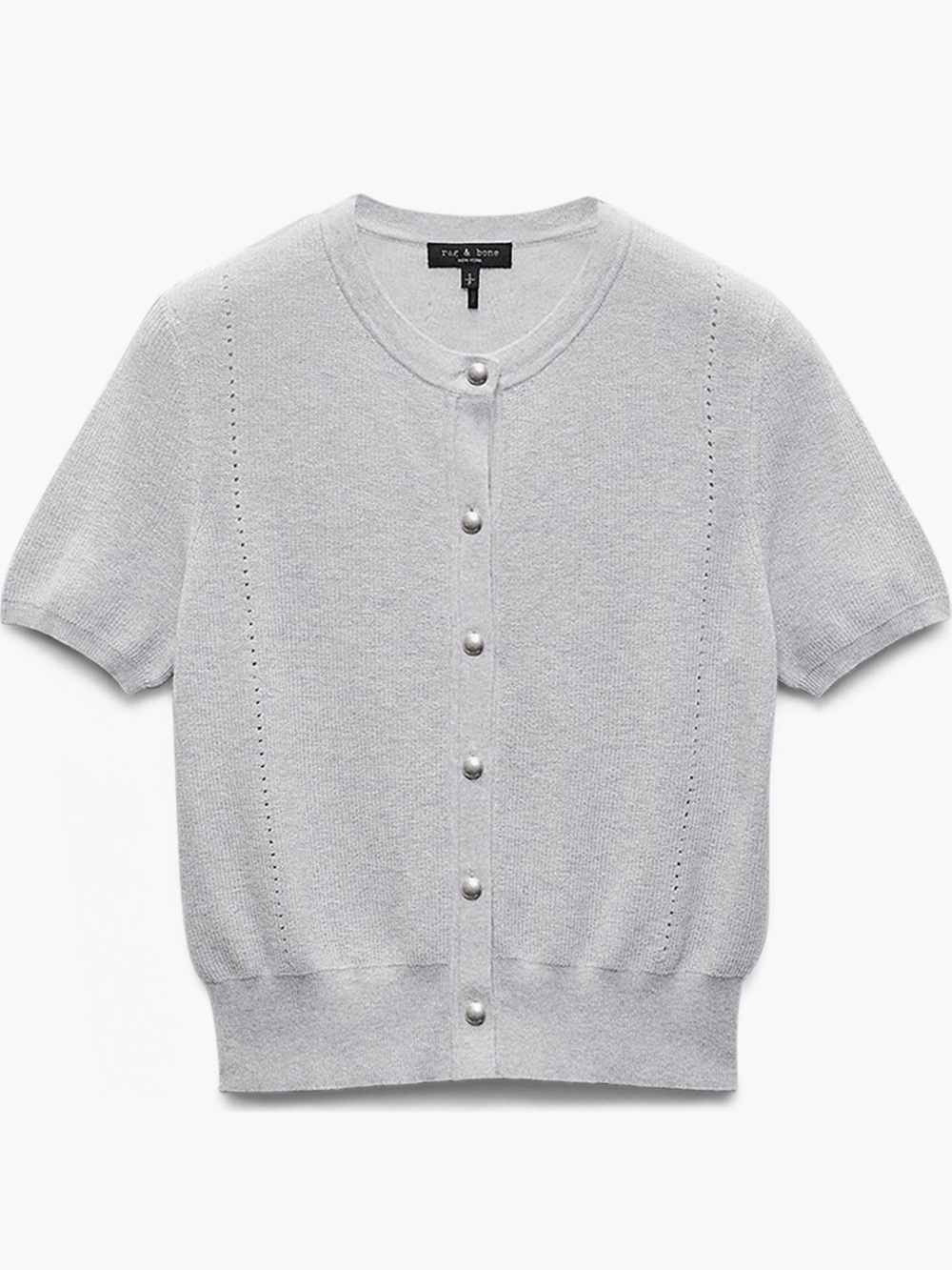 rag & bone Light Gray Short-Sleeve Pearl-Button Cardigan